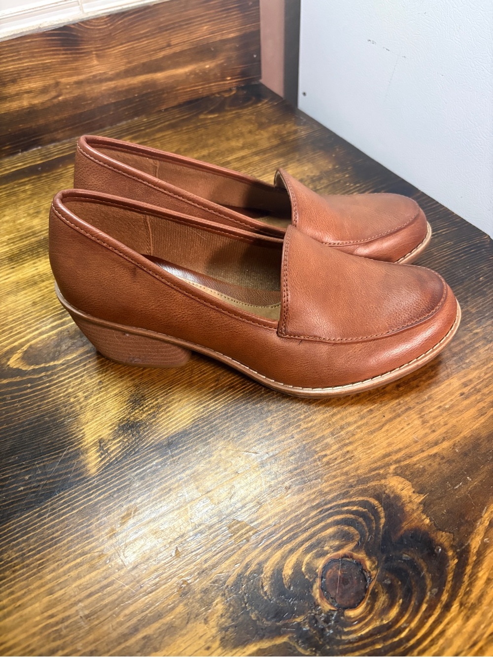 Eurosoft brown heeled loafers size 8